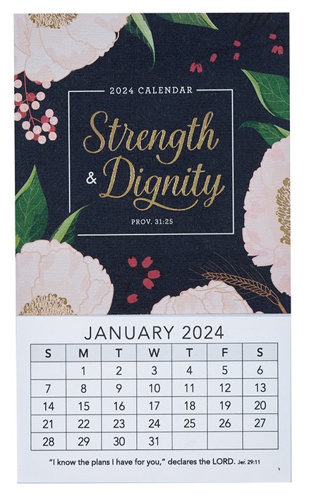 2024 Magnetic Mini Calendar: Strength & Dignity - Christian Art Gifts